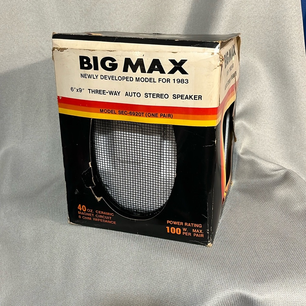 In Original Box Vintage Big Max Audio Speakers 1983